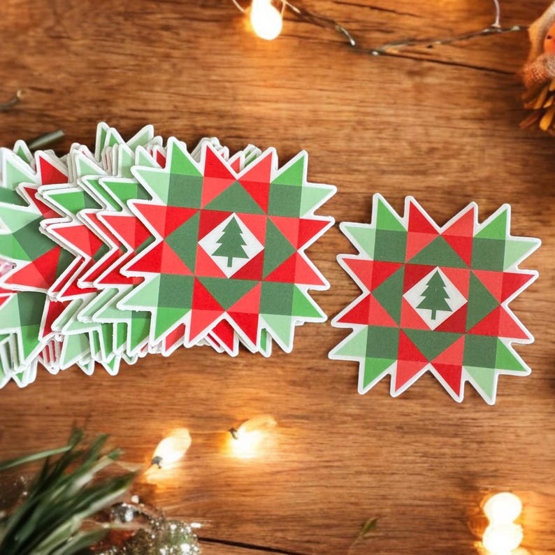 Quilt Sticker, Christmas Quilting Sticker, Holiday Quilt Sticker