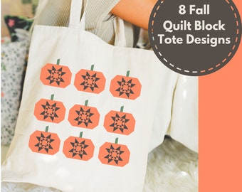 Fall Quilt Tote Bags, Gift for Quilter, Quilted Canvas Tote, Gift for Mom, Grandma, Friend, Birthday, Christmas.
