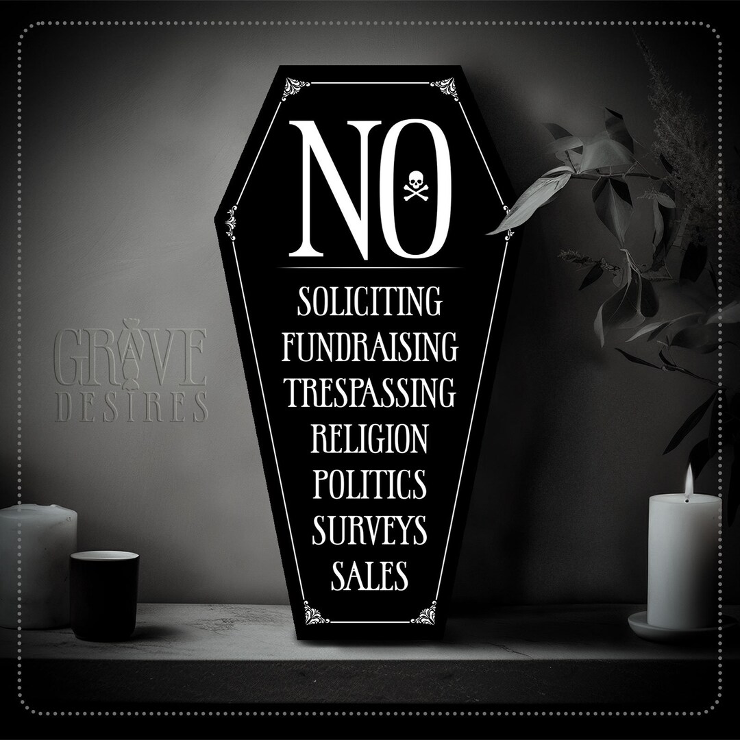 No Soliciting Sign Coffin-shaped Metal Art Print: Goth Wall Decor, Dark ...