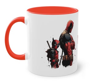 Deadpool mug with the phrase "Dadpool," a gift for fathers, excellent finish, perfect gift, coffee lovers, tea lovers