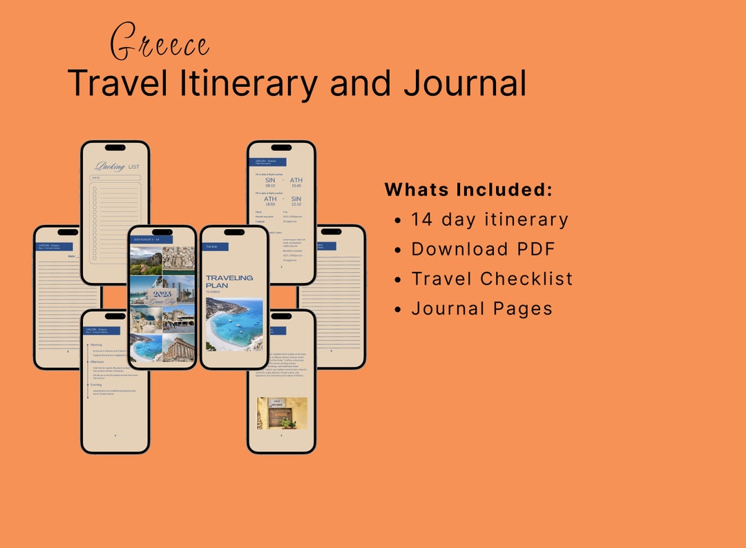GREECE Mobile Travel Itinerary Canva Editable Template Etsy