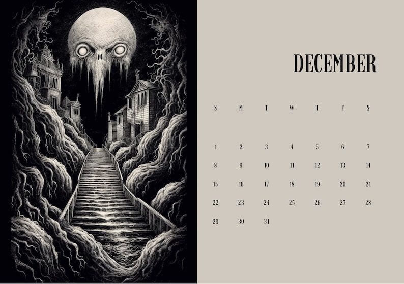 2024 Horror Calendar Official Dark Merchant Horror Lovecraft Original