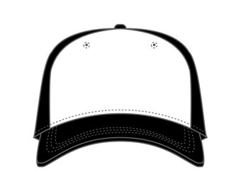 Trucket Hat Tech Pack Mock-Up Vector, Front and Back View