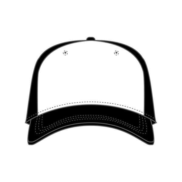 Trucket Hat Tech Pack Mock-Up Vector, Front and Back View