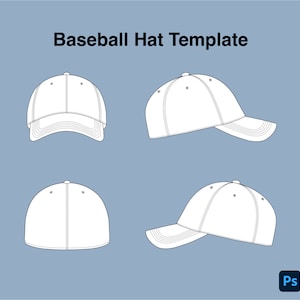 Può includere: Un modello di cappello da baseball bianco con quattro viste diverse: frontale, laterale, posteriore e superiore. Il cappello ha una visiera curva e una corona piccola e arrotondata.