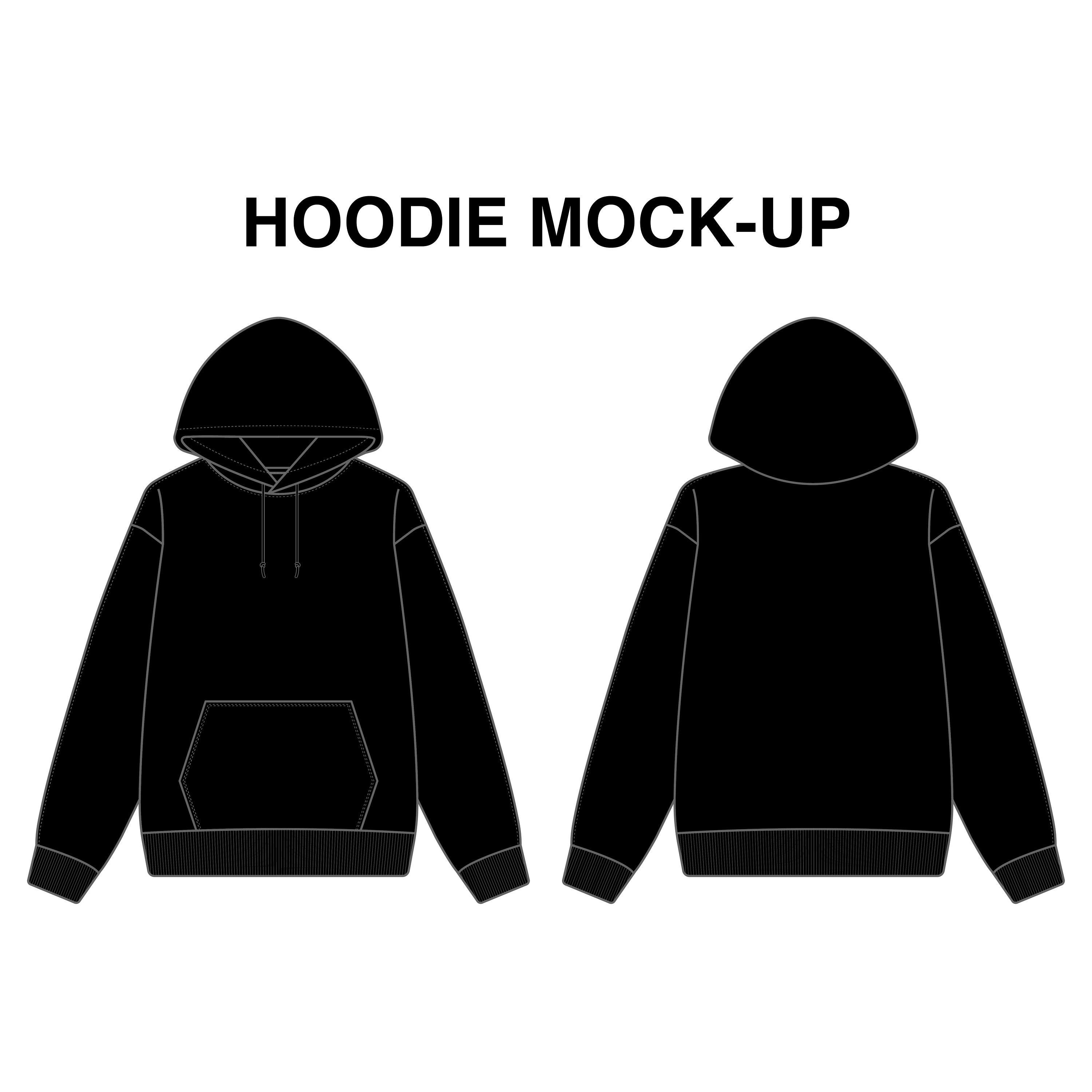 Blank Black Hoodie Mock-up Template Vector on White Background Front ...