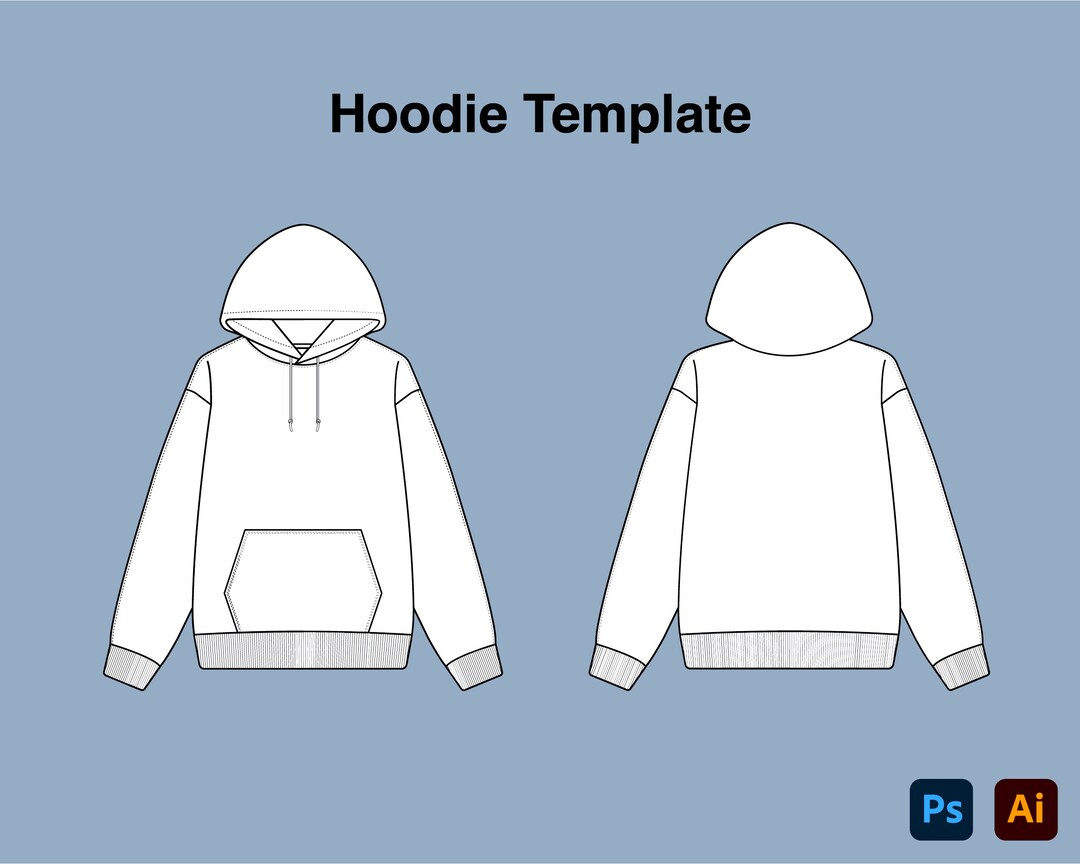 Blank Hoodie Mockup Template Vector , Front and Back View, Realistic