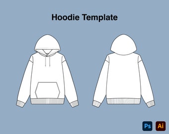 Blank Hoodie Mock-Up Template Vector , Front and Back View, Realistic Streetwear Hoodie