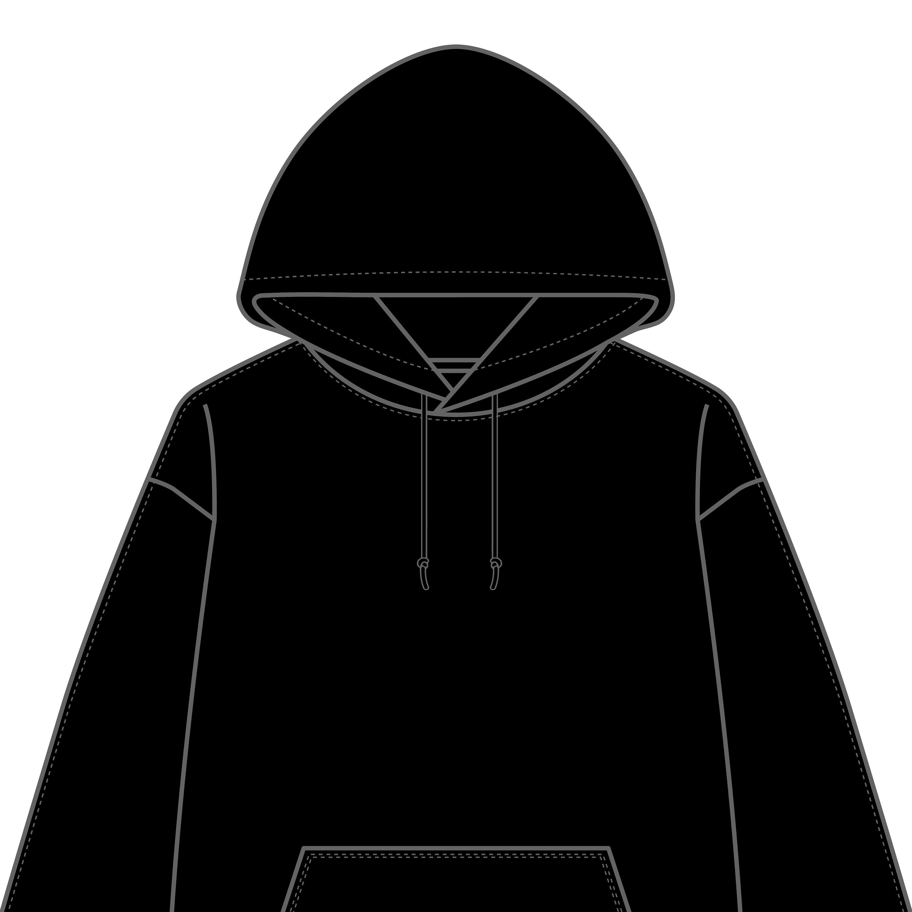 Blank Black Hoodie Mock-up Template Vector on White Background Front ...