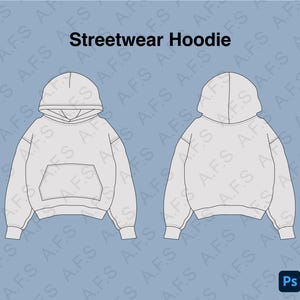 Streetwear Hoodie Mockup Template Vector , Front and Back View,