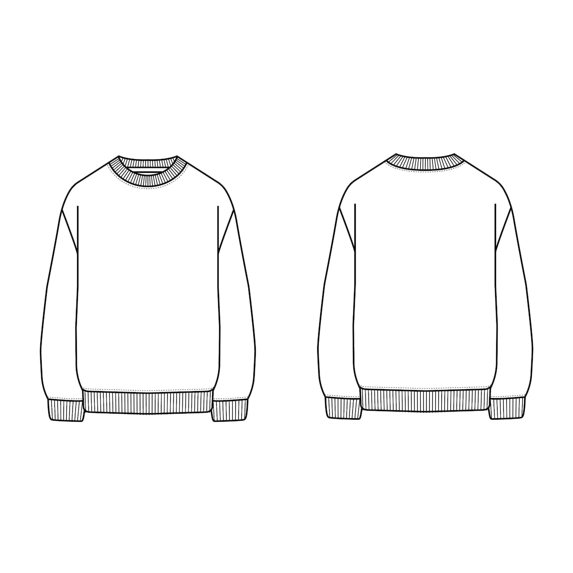 Techpack Layout Template of Crewneck Sweater - Etsy