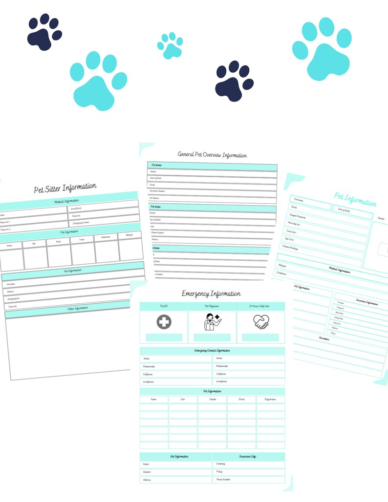 Printable Pet Care Planner Fillable Pet Planner Pet - Etsy