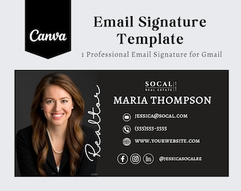 Professional Email Signature Template: Canva, Gmail (Digital Download)