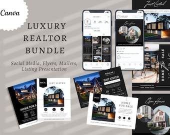 Luxury Realtor Marketing Kit: Social Media Templates, Listing Flyer Templates, Seller Presentation, Just Listed Mailers