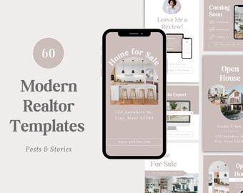 Modern Realtor Instagram Templates: Social Media Posts (Canva)