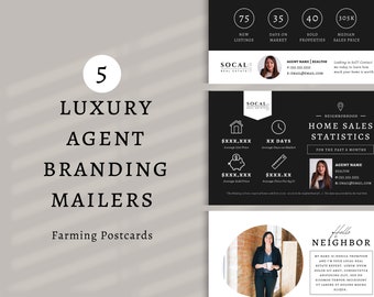 Luxury Real Estate Farming Postcard Templates for Canva (Digital Download)