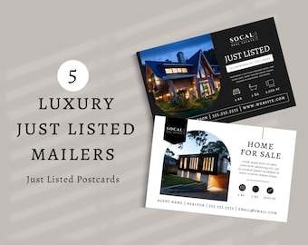 Luxury Real Estate 'Just Listed' Postcard Templates for Canva (Digital Download)