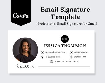 Professional Email Signature Template: Canva, Gmail (Digital Download)