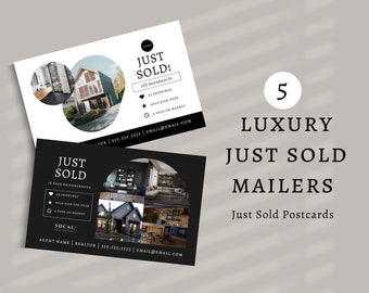 5 Luxury Real Estate 'Just Sold' Postcard Templates for Canva (Digital Download)