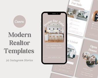 Modern Real Estate Instagram Stories: Canva Templates (Digital Download)
