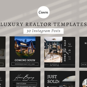 30 Luxury Real Estate Post Templates for Canva | Social Media Templates | Real Estate Templates | Luxury Realtor Canva Templates
