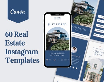 Real Estate Instagram Templates: Modern Realtor Canva Posts (Digital Download)