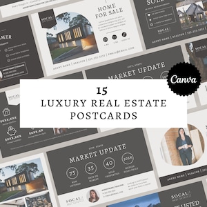 15 modelli di cartoline immobiliari di lusso per Canva / Modelli immobiliari / Modelli Canva per agenti immobiliari di lusso / Direct Mailer