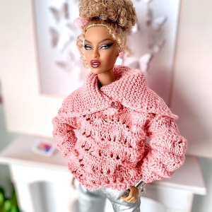 Conjunto de moda hecho a mano (suéter y pantalón ajustado) para muñecas de 12” tipo Fashion Royalty, Nu Face y Barbie