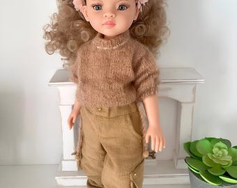 Atuendo para muñeca Paola Reina hecho a mano: Jeans cargo holgados y suéter