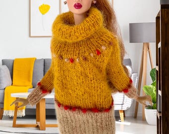 Handknitted long sweater/dress for 12” Fashion Royalty, Nu Face, Barbie type dolls.