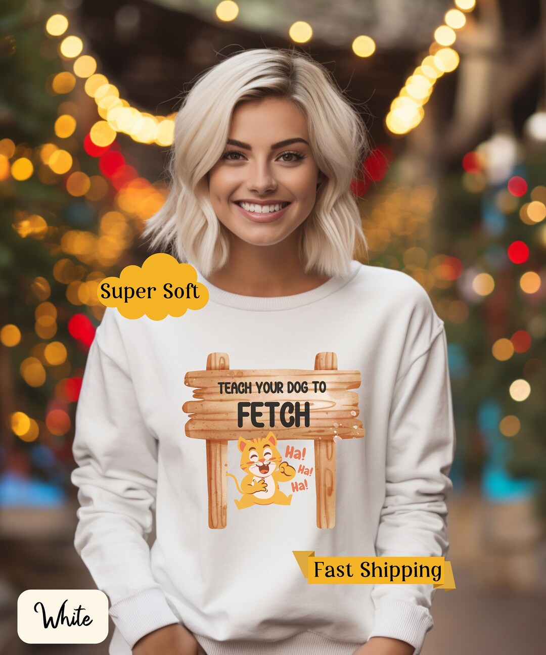 Funny Cat Christmas Sweatshirt Cat Print Sweatshirt Cat Mom Christmas