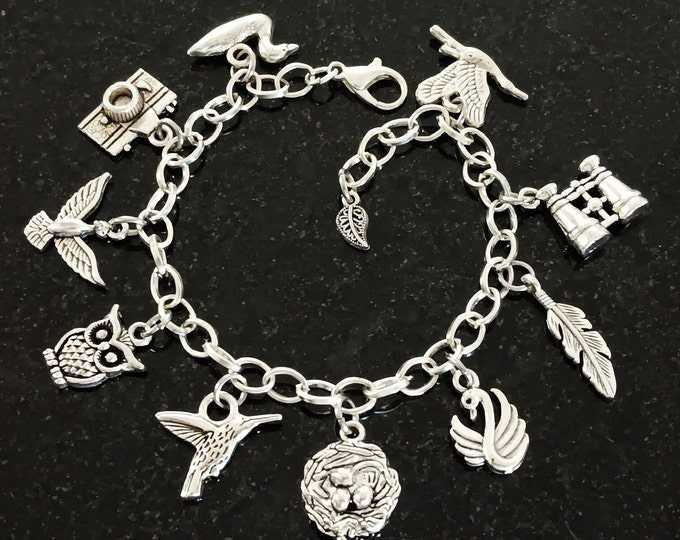 Bird Lover Gift for Her, Bird Watcher Gift for Her, Bird Bracelet, Bird Watcher Bracelet, Bird Lover Jewelry, Bird Jewelry