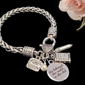 Writer Gifts, Author Gifts, Writer Bracelet: typewriter, book and pencil