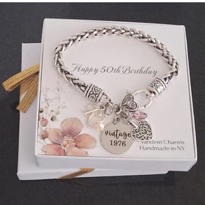 50th Bracelet, 50th Birthday Gift for Women, 50th Birthday Gift for Her, 50th Bday Jewelry