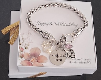 50th Bracelet, 50th Birthday Gift for Women, 50th Birthday Gift for Her, 50th Bday Jewelry