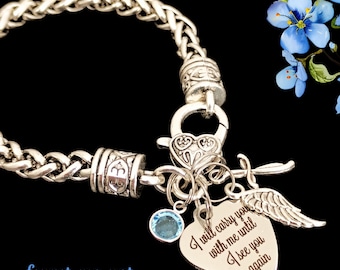 Memorial Bracelet, Angel Wing Charm, Loss of Loved One Gift
