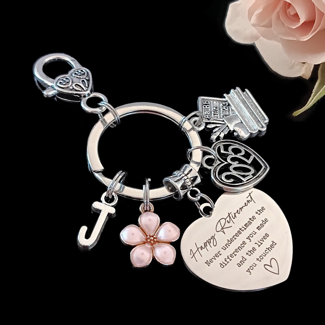 Personalized Teacher Retirement Keychain: Stainless Steel Charm, Books ...