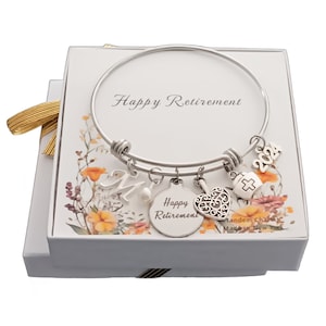 Nurse Retirement Bangle Bracelet: Personalized Initial Charm, Year