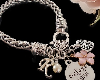 70th Birthday Gift for Her, 70th Birthday Bracelet, 70th Birthday Jewelry, Personalized 70th Birthday Gifts for Women
