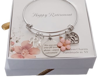 Retirement Gifts for Women, Retirement Bracelet, Retired Jewelry, Personalized Retirement Gifts