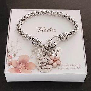 Mother Daughter Charm Bracelet: Engraved Keepsake, Personalized Initial