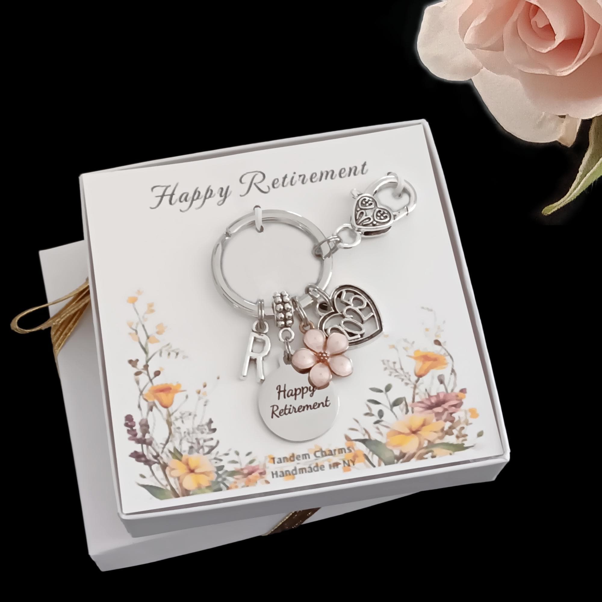 Personalized Retirement Keychain: Stainless Steel Charm, Floral Gift - Etsy