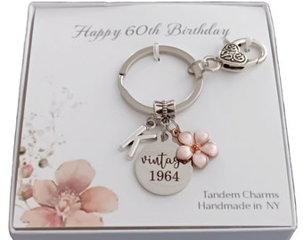 60th Birthday Gifts for Women, 60th Birthday Keyring, Vintage 1964 Gifts for Her, 60th Birthday Gifts Personalized, 60th Bday Gift for Her