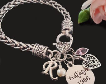 60th Birthday Gift for Her, 60th Birthday Birthstone Gift, Personalized 60th Birthday Gift for Women, 60th Birthday Bracelet
