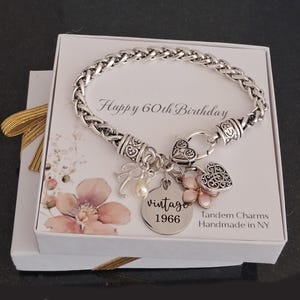 60th Birthday Gift for Her, 60th Bracelet, 60th Birthday Jewelry, Personalized 60th Birthday Gift for Women, Milestone Jewelry