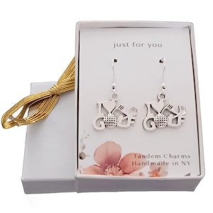 I Love Golf Earrings: Antique Silver Golf Jewelry