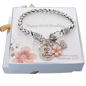 60th Birthday Gift for Women, 60th Bracelet, Milestone Birthday Gifts for Her