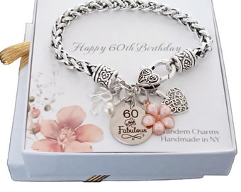 60th Birthday Gift for Women, 60th Bracelet, Milestone Birthday Gifts for Her