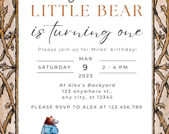 Little Bear - Birthday - Invitation - Little Bear Books - Little Bear Show - Toddler - Baby