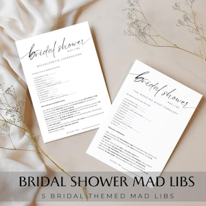 Bridal shower mad libs, Printable Game, Minimalist wedding shower games, instant download, Funny Wedding Vow Story, Wedding mad libs game